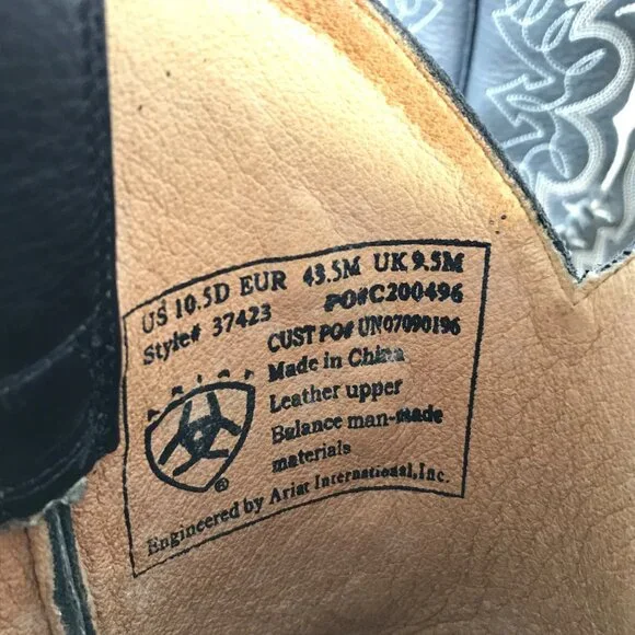 Ariat Buckstitch Bull Shoulder Mens Black Cowboy Western Boots 10.5 D 37423 - Picture 8 of 13